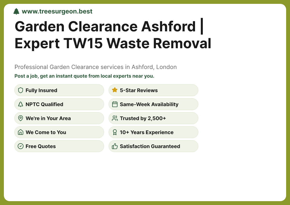 Garden Clearance in Ashford - Professional Tree Surgery Services by TreeSurgeon.Best